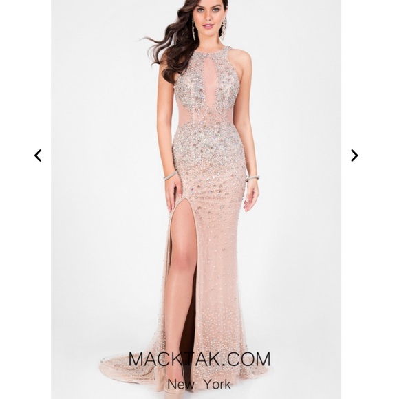Terani couture beaded nude blush gown 1712P2517